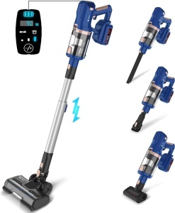 Cordless Vacuum Cleaner with LED Display, Up to 60min Runtime, 300W