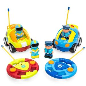 Set of 2 Kids RC Remote Control Racing Car Toys w/ Action Figures