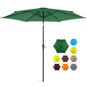 Outdoor Steel Market Patio Umbrella Decoration w/ Tilt, Crank Lift - 10ft 