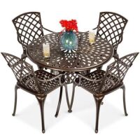 5-Piece All-Weather Cast Aluminum Patio Dining Set w/ 4 Chairs&nbsp;