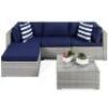 5-Piece Modular Wicker Sectional Conversation Set w/ 2 Pillows, Coffee Table&nbsp;