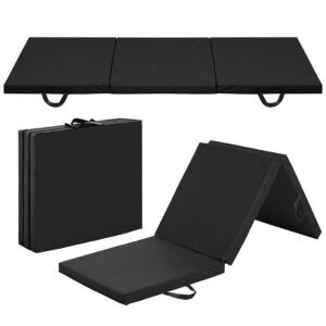 6x2ft Tri-Fold Foam Exercise Gym Floor Mat w/ Handles - Black