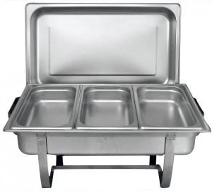 TigerChef Stainless Oblong 8 Quart Chafer with Third Size Inserts