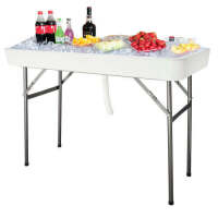 VINGLI 4FT Party Ice Cooler Table Foldable Camping Buffet Ice Table