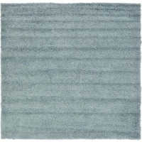 Unique Loom Light Slate Blue Square Shag Rug, 8' x 8' - Appears New&nbsp;