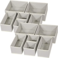 Set of (12) Foldable Cloth Dresser Storage Boxes, Varying Sizes