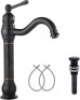 360&deg; Swivel Single Handle One Hole Bathroom Sink Faucet with Matching Pop Up Drain Plug
