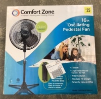 Comfort Zone&nbsp;16" 3-Speed Oscillating Pedestal Fan