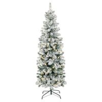 6'&nbsp;Pre-Lit Snow Flocked Artificial Pencil Christmas Tree&nbsp;