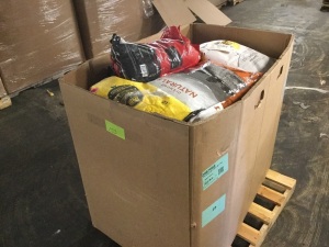 Pallet of Pet Supplies. Open Bags