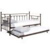 Twin Sized Metal Lounge Daybed Frame w/ Trundle, Finials - Black&nbsp;
