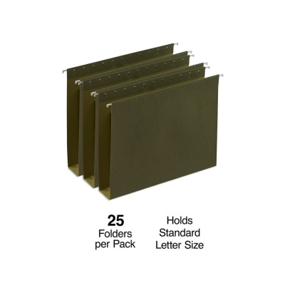 Lot of (4) Box Bottom Hanging File Folder, 2" Expansion, Letter Size, Standard Green, 25/Box, 100 Total