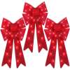 Set of 3 Pre-Lit Christmas Bow Decoration, LED Holiday Decor w/ 8 Functions