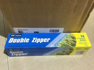 Case of (12) Double Zipper Gallon Freezer Bags, 10 ct 