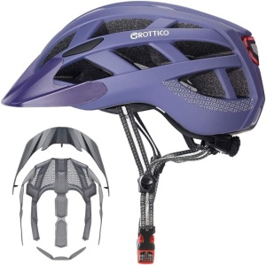 Adult Bike Helmet with Light, Replacement Pads & Detachable Visor, Large