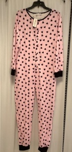 Pink Hearts Onesie Pajamas, Medium