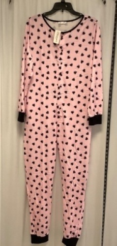 Pink Hearts Onesie Pajamas, Medium