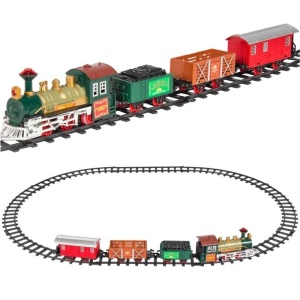 Kids Electric Railway Train Track Toy Play Set w/ Music, Lights