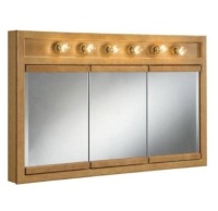 Design House Richland D Framed 6-Light Tri-View Surface-Mount Bathroom Medicine Cabinet,&nbsp;48 in. W x 30 in. H x 5 in., Nutmeg Oak - Appears New&nbsp;