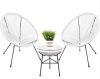 3-Piece All-Weather Patio Bistro Set w/ Rope, Glass Top Table