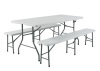 3-Pc 6ft Portable Folding Weather-Resistant Resin Table & Bench Set