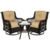 3-Piece Patio Wicker Bistro Furniture Set w/ 2 Swivel Rocking Chairs, Table