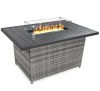 Wicker Propane Fire Pit Table, 50,000 BTU w/ Glass Wind Guard, Cover - 52in