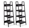 Set of 2 Wooden 4-Shelf Open Ladder Bookcases