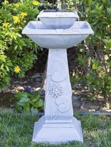 2-Tier Solar Bird Bath Fountain with LED Lights 