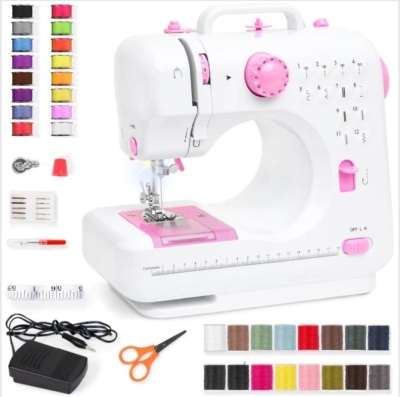 6V Portable Foot Pedal Sewing Machine w/ 12 Stitch Patterns