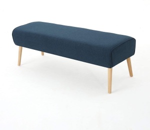 Christopher Knight Home Safire Mid-Century Fabric Ottoman, Navy Blue / Natural. Appears New