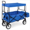 Utility Wagon Cart w/ Folding Design, 2 Cup Holders, Removable Canopy