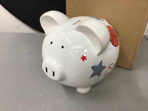 Child to Cherish Ceramic Piggy Bank, Sports Design - Appears New&nbsp;