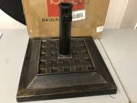 26lb Steel Square Patio Umbrella Base Stand, Basketweave Pattern - E-Comm Return, Appears New