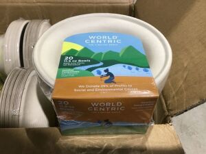 Case of (12) World Centric Compostable 11.5 oz Bagasse Bowl, 20 ct
