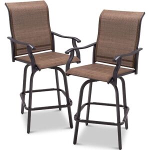 Set of 2 Swivel Barstools w/ 360 Rotation, All-Weather Mesh 