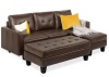 L-Shape Customizable Faux Leather Sofa Set w/ Ottoman Bench