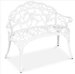 Steel Garden Bench w/ Floral Rose Accent - 39in