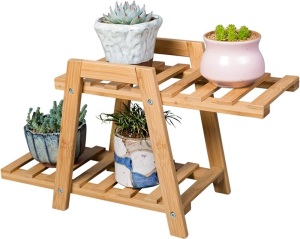 Small Bamboo 2 Tier Plant Stand