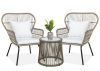 3-Piece Patio Wicker Conversation Bistro Set w/ 2 Chairs, Glass Top Table