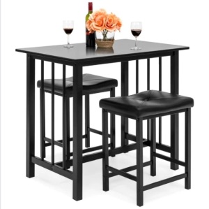 3-Piece Counter Height Dining Table Set w/ 2 Stools