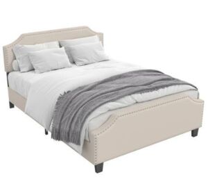 Full Size Upholstered Bed Frame with Headboard Height Adjustable