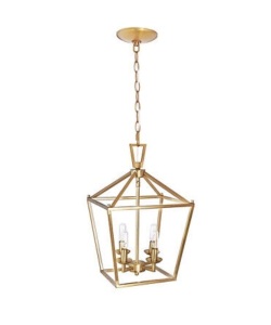 MOTINI 4-Light Gold Lantern Pendant Light in Burnished Brass Finish Metal Foyer