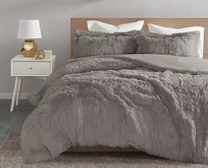 Intelligent Design Leena Shaggy Fur Duvet Cover Set, Full/Queen