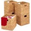 Set of 5 Collapsible Hyacinth Storage Baskets w/ Inserts - 12x12in&nbsp;
