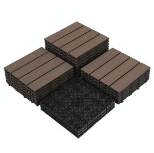 PANDAHOME 22 PCS Wood Plastic Composite Patio Deck Tiles