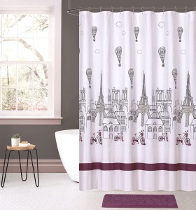 Indecor Shower Curtain and Bath Rug Set - Appears New