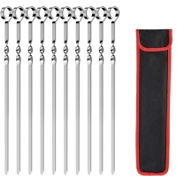 10pc BigOtters Flat Metal Barbecue Skewers, 16.8"&nbsp;Stainless Steel&nbsp;