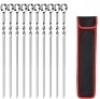 10pc BigOtters Flat Metal Barbecue Skewers, 16.8"&nbsp;Stainless Steel&nbsp;