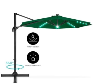 360-Degree LED Cantilever Offset Patio Umbrella w/ Tilt - 10ft